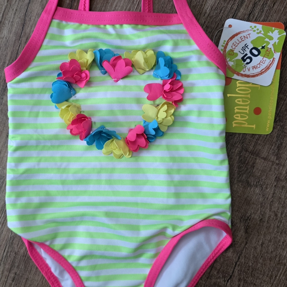 Penelope Mack Kids One-Piece Swimsuit in Neon Pink, Lime, Blue, Yellow